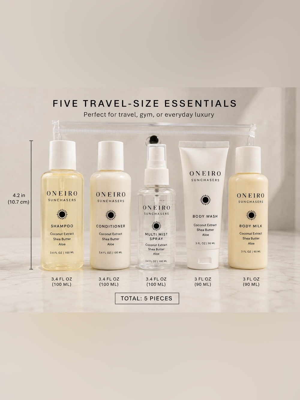 Oneiro Sunchasers Ready Go 5 Pc Travel Hair Body Care Set NEW - Picture 7 of 8